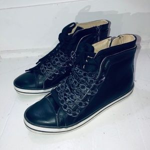 [SMXues] Metal Chain Leather Sneakers - Sz 6
